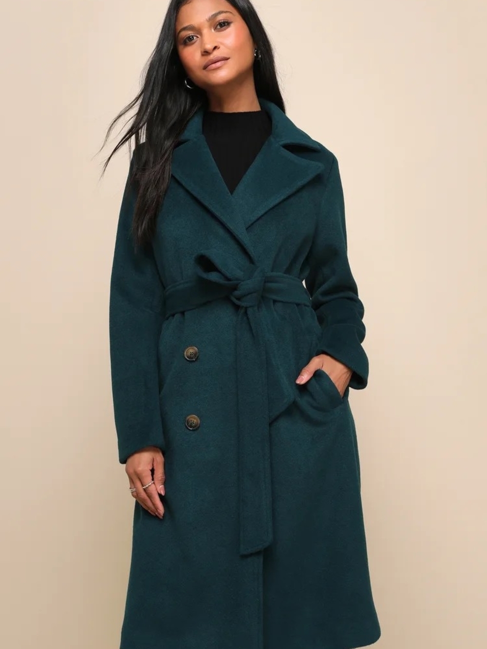 Lulu's Teal Wrap Belted Trench Coat